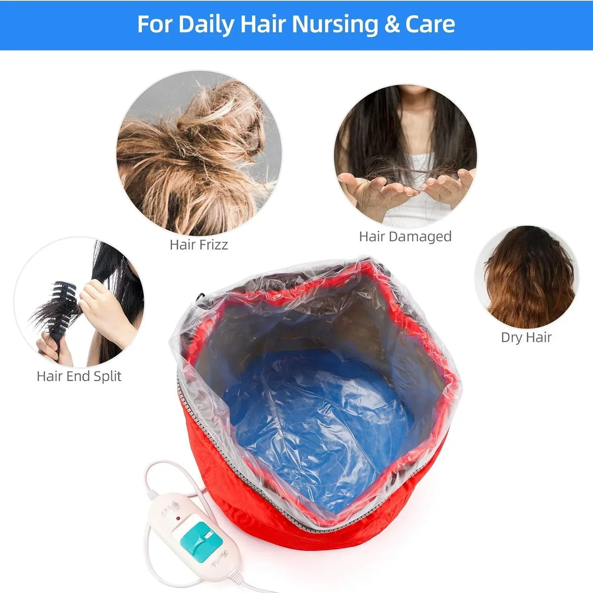 Electric Thermal Hair Steamer Cap for Hair SPA Massager