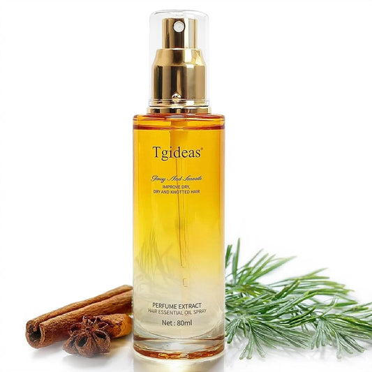 Tgideas Hair Oil Spray - Leave-in Hair Conditioning Oil with Jojoba Oil and Shea Butter -Clear Hair Oil Spray - For Dry Hair, Curly Hair, Detangling, Styling and Moisturizing- for Women & Men 80ml