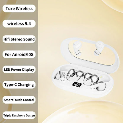 TWS Ear-Clip Headset with ANC, ENC & Flashlight