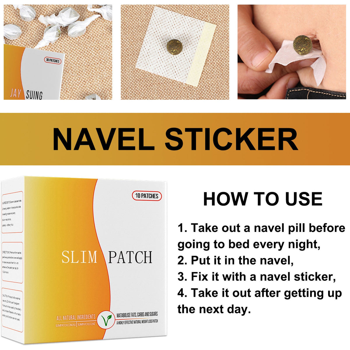 100% Natural Tummy Belly Button Slim Patch with Tightness