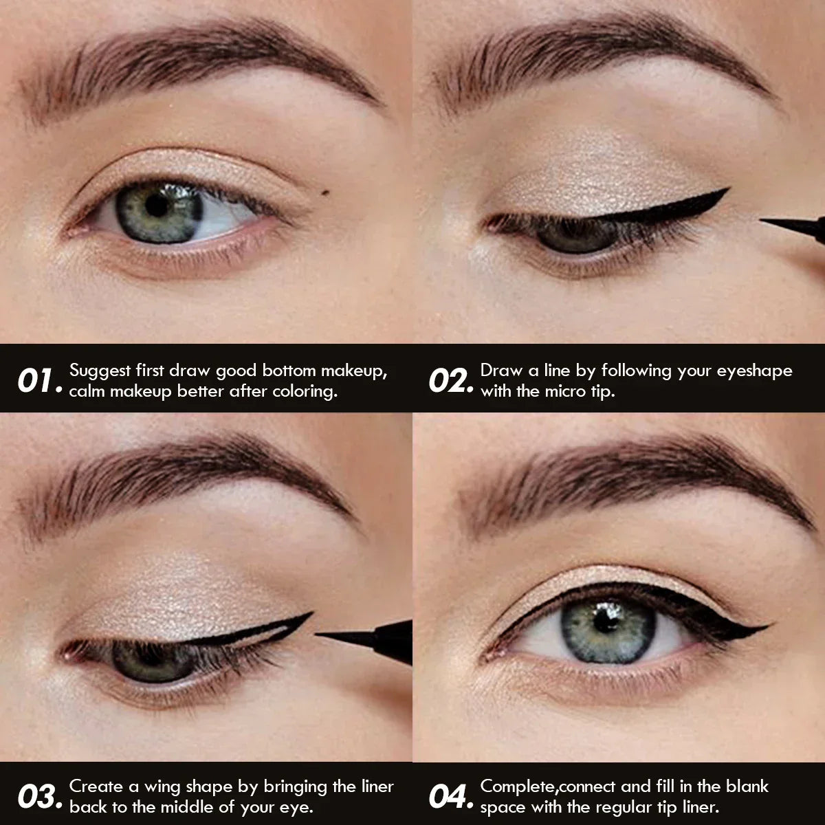 5PCS/Set Smooth Liquid Eyeliner Pen, Waterproof, Long-lasting Makeup, Black, Ultra-fine Pen Tip,Create A Charming Eye Makeup